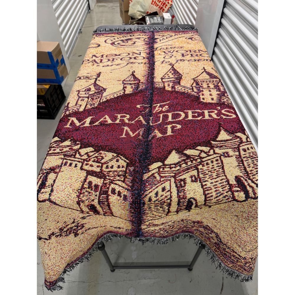 Harry Potter Marauders Map Woven Tapestry Throw Blanket 44x60 Hogwarts Map